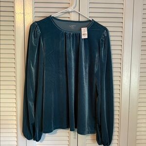 LOFT Deep Teal Velvet Blouse